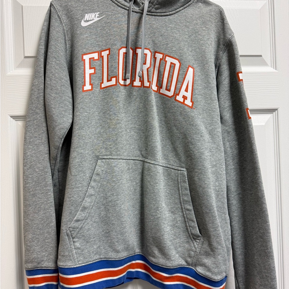 Nike Gray Florida Gator Sweatshirt with Blue and Orange Accents Hoodie Gators